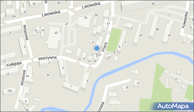 Tarnów, Pracy, 17, mapa Tarnów