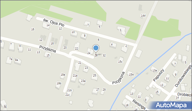 Tarnów, Przyjazna, 28, mapa Tarnów