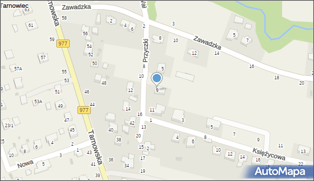 Tarnowiec, Przyczki, 9, mapa Tarnowiec