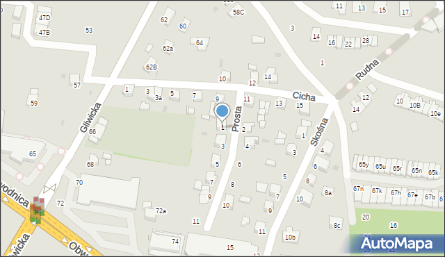 Tarnowskie Góry, Prosta, 1, mapa Tarnowskie Góry