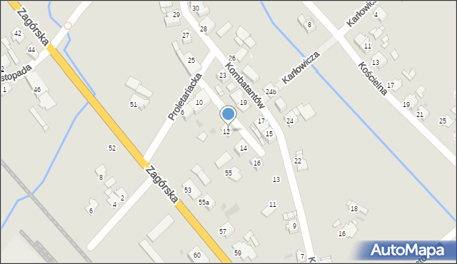 Tarnowskie Góry, Proletariacka, 12, mapa Tarnowskie Góry