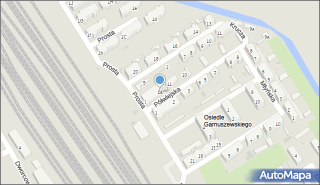 Tczew, Prosta, 1a, mapa Tczew