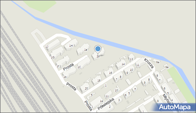 Tczew, Prosta, 1d, mapa Tczew