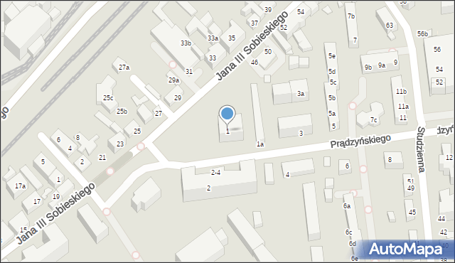 Toruń, Prądzyńskiego Ignacego, gen., 1, mapa Torunia