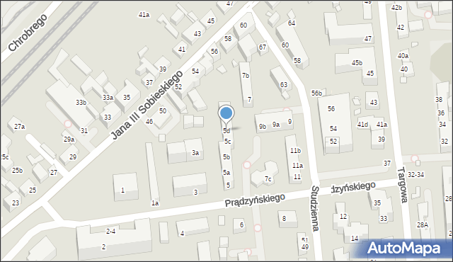 Toruń, Prądzyńskiego Ignacego, gen., 5d, mapa Torunia