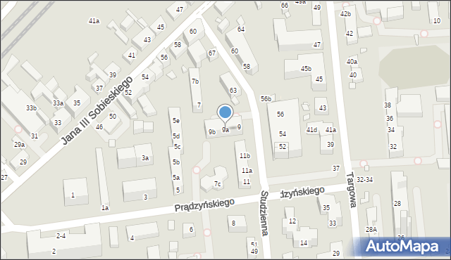 Toruń, Prądzyńskiego Ignacego, gen., 9a, mapa Torunia