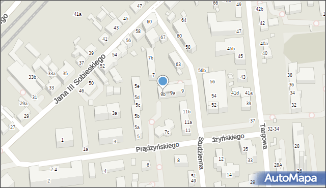 Toruń, Prądzyńskiego Ignacego, gen., 9b, mapa Torunia