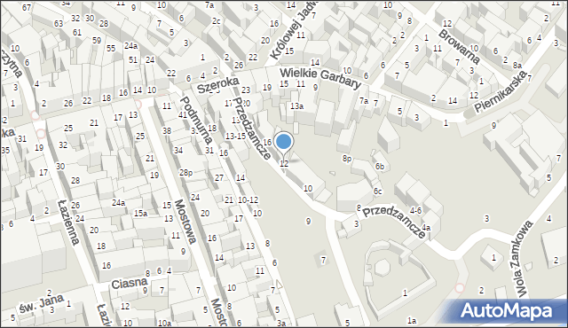 Toruń, Przedzamcze, 12, mapa Torunia