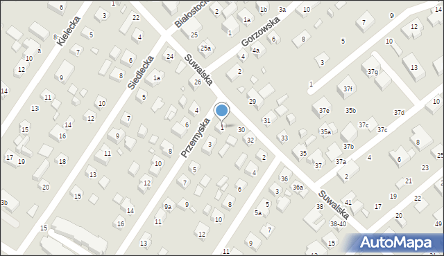 Toruń, Przemyska, 1, mapa Torunia