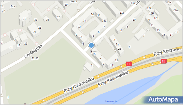 Toruń, Przy Kaszowniku, 3, mapa Torunia