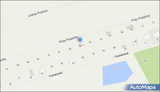 Trzaskowo, Przy Puszczy, 58, mapa Trzaskowo