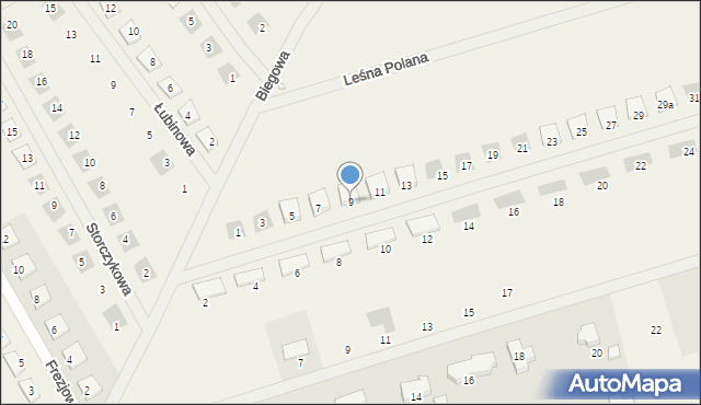 Trzaskowo, Przy Puszczy, 9, mapa Trzaskowo