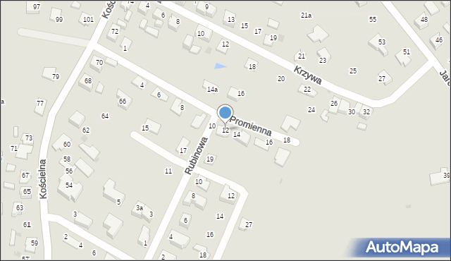 Tychy, Promienna, 12, mapa Tychów