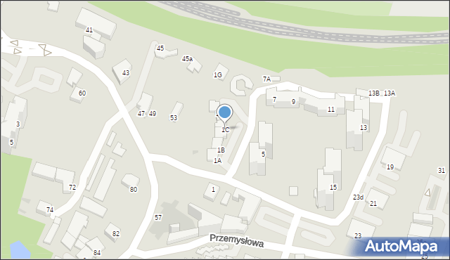 Tychy, Przemysłowa, 1C, mapa Tychów