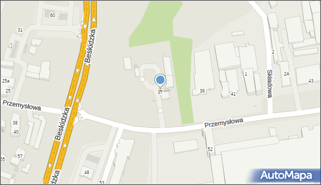 Tychy, Przemysłowa, 37, mapa Tychów