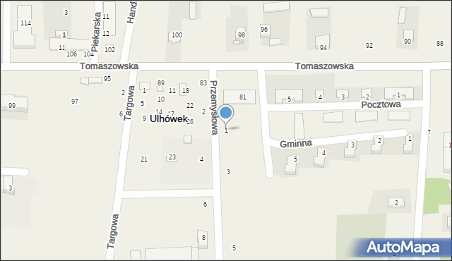 Ulhówek, Przemysłowa, 1, mapa Ulhówek