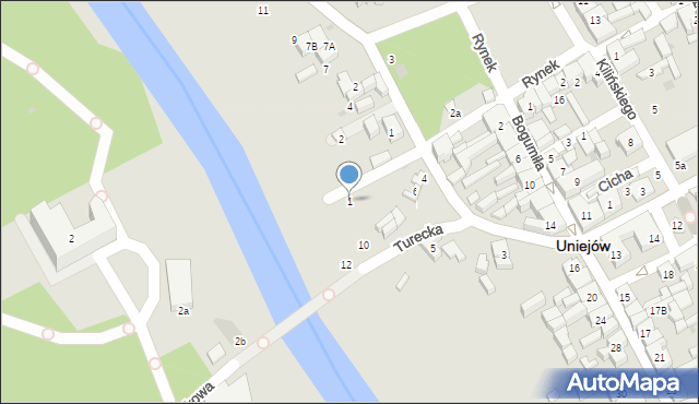 Uniejów, Przechodnia, 1, mapa Uniejów