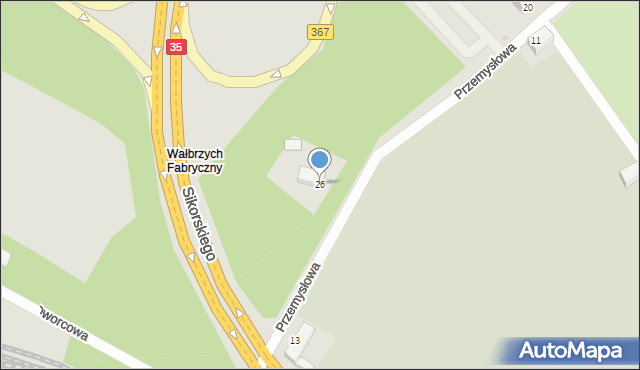 Wałbrzych, Przemysłowa, 26, mapa Wałbrzycha