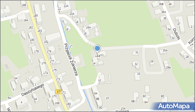 Wałbrzych, Przyjaciół Żołnierza, 14a, mapa Wałbrzycha