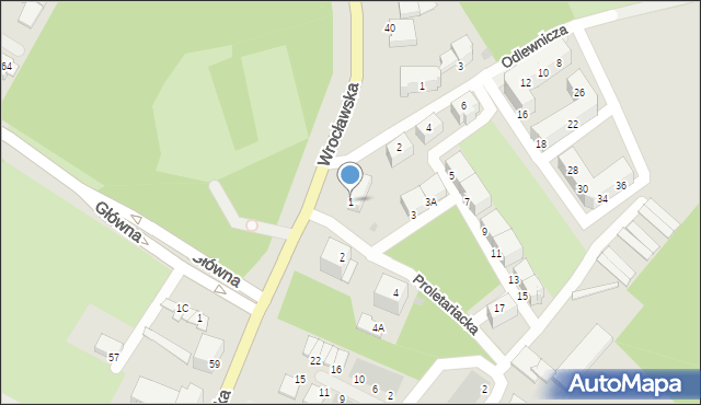 Wałbrzych, Proletariacka, 1, mapa Wałbrzycha