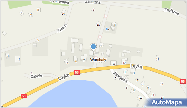 Warchały, Prosta, 7, mapa Warchały