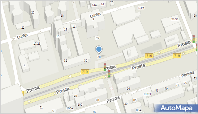 Warszawa, Prosta, 28, mapa Warszawy