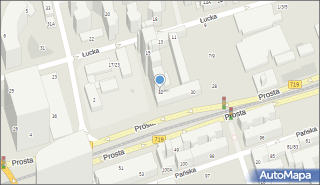 Warszawa, Prosta, 32, mapa Warszawy