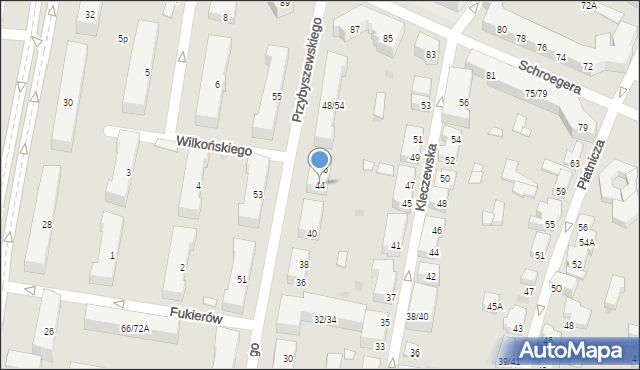 Warszawa, Przybyszewskiego Stanisława, 44, mapa Warszawy