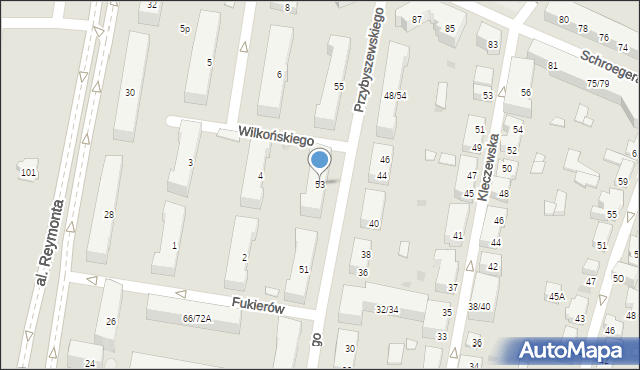 Warszawa, Przybyszewskiego Stanisława, 53, mapa Warszawy