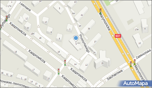 Warszawa, Pruszyńskiego Ksawerego, 1, mapa Warszawy