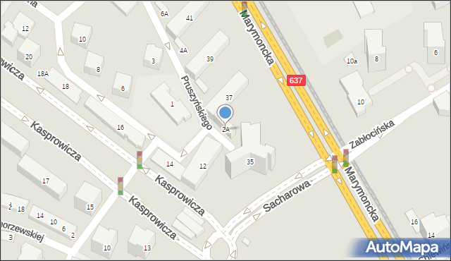 Warszawa, Pruszyńskiego Ksawerego, 2A, mapa Warszawy