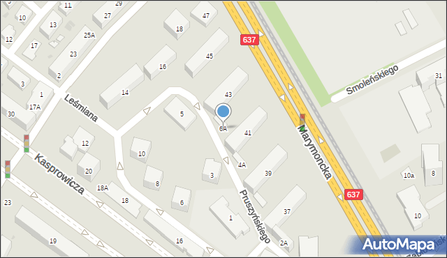 Warszawa, Pruszyńskiego Ksawerego, 6A, mapa Warszawy
