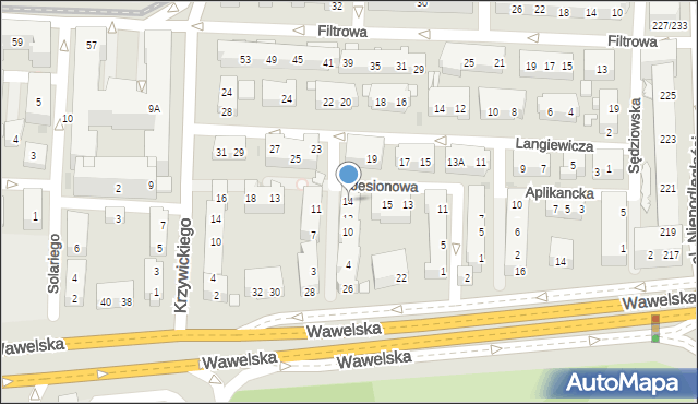 Warszawa, Prezydencka, 14, mapa Warszawy