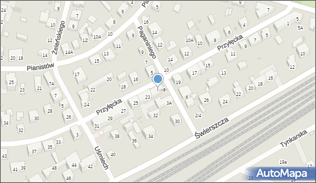 Warszawa, Przyłęcka, 21, mapa Warszawy