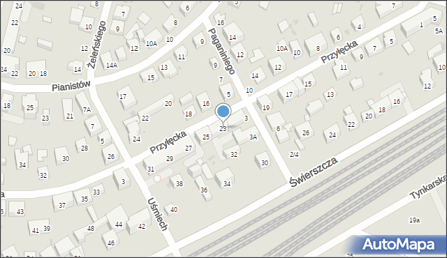 Warszawa, Przyłęcka, 23, mapa Warszawy