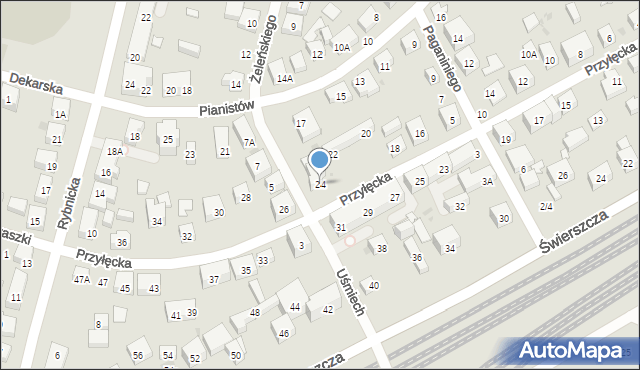 Warszawa, Przyłęcka, 24, mapa Warszawy