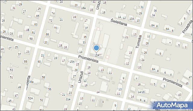 Warszawa, Promienista, 12A, mapa Warszawy