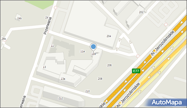 Warszawa, Przerwana, 11b, mapa Warszawy