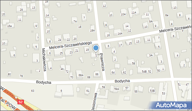 Warszawa, Prawnicza, 1, mapa Warszawy