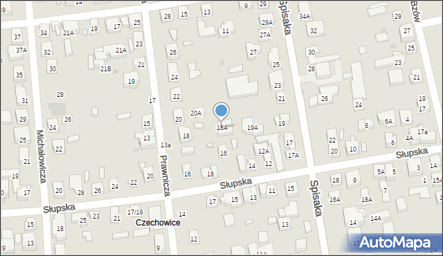 Warszawa, Prawnicza, 18A, mapa Warszawy