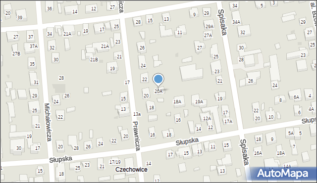 Warszawa, Prawnicza, 20A, mapa Warszawy