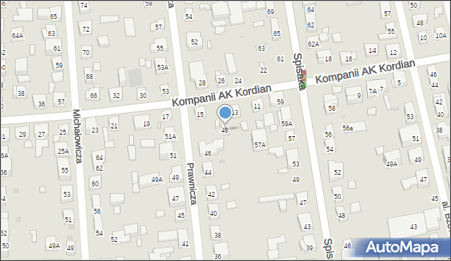 Warszawa, Prawnicza, 48, mapa Warszawy