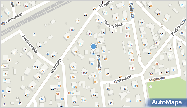 Warszawa, Prawnicza, 91, mapa Warszawy