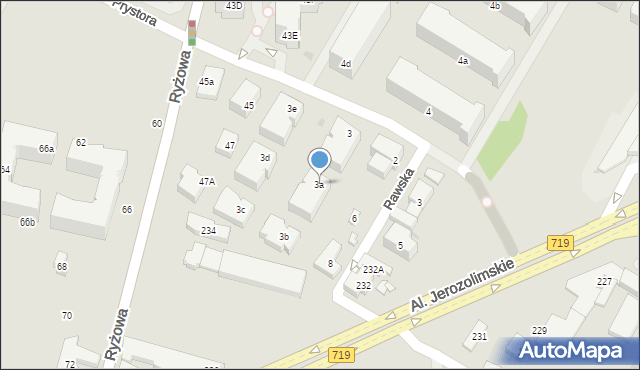 Warszawa, Prystora Aleksandra, 3a, mapa Warszawy