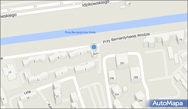 Warszawa, Przy Bernardyńskiej Wodzie, 1A, mapa Warszawy