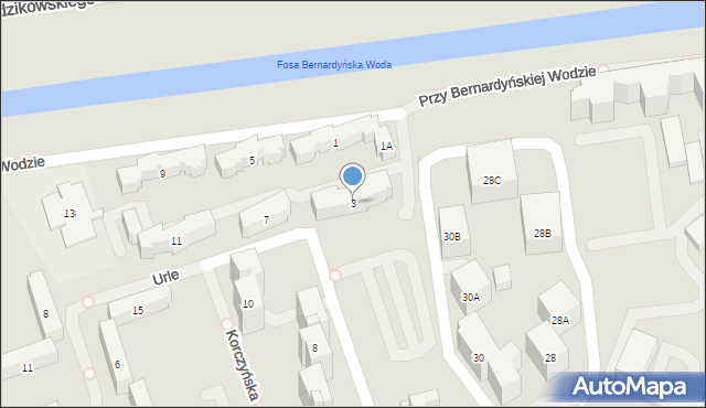 Warszawa, Przy Bernardyńskiej Wodzie, 3, mapa Warszawy