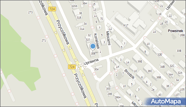 Warszawa, Przyczółkowa, 306, mapa Warszawy