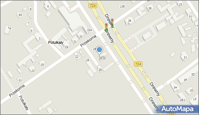Warszawa, Przekorna, 30a, mapa Warszawy