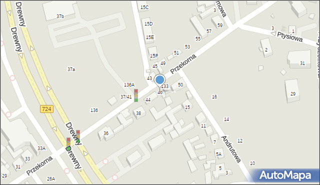 Warszawa, Przekorna, 46, mapa Warszawy