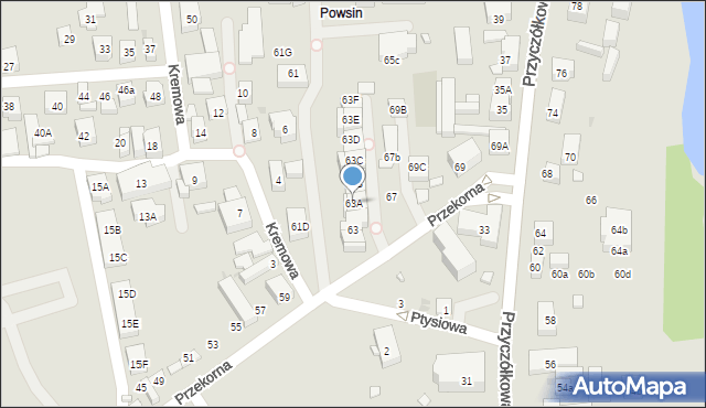Warszawa, Przekorna, 63A, mapa Warszawy